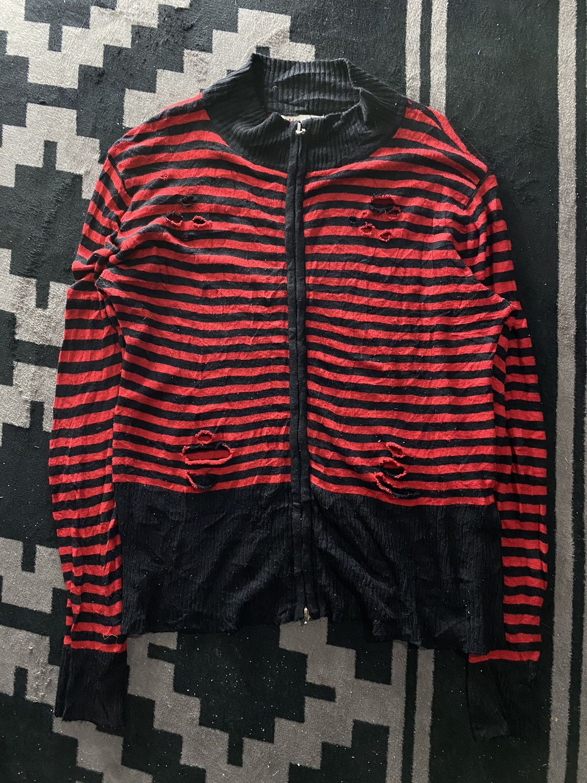 20471120 Vintage miyaqi striped distressed knit Size US S / EU 44-46 / 1 - 1 Thumbnail
