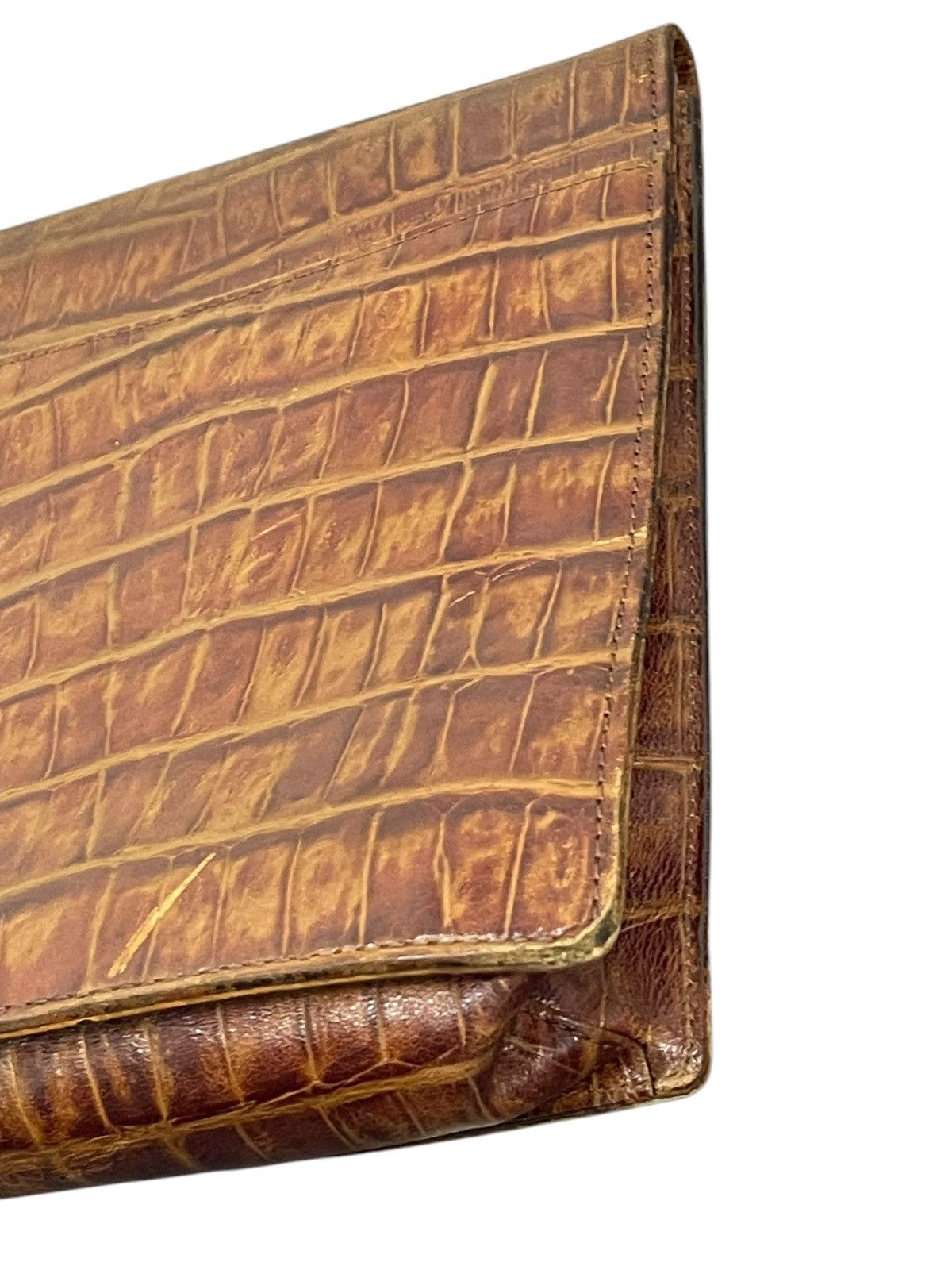 Genuine Leather Crocodile Embossed Vtg Bozzetto Italy Large Clutch Bag 1🟩3 Size ONE SIZE - 15 Thumbnail