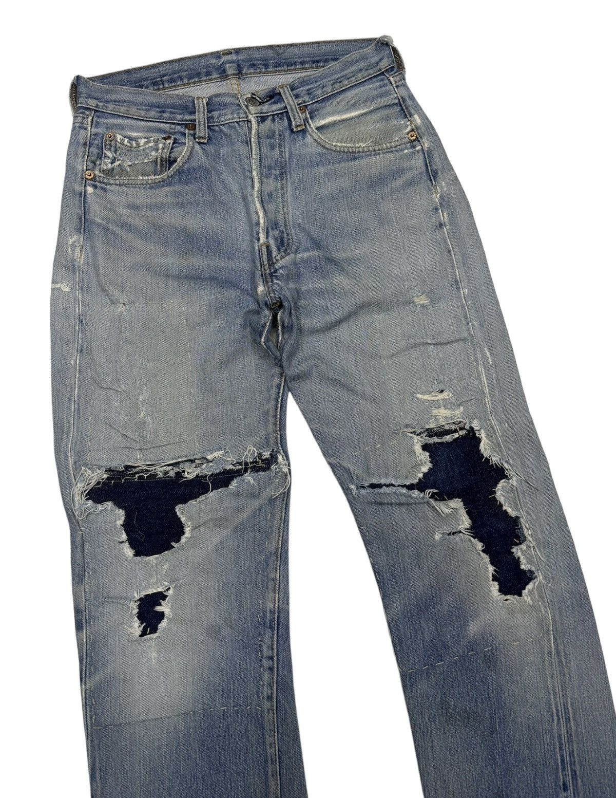 Levi's 🔥LEVIS 501 BUTTON 6 SELVEDGE DISTRESS DENIM BORO SASHIKO Size US 29 - 5 Thumbnail