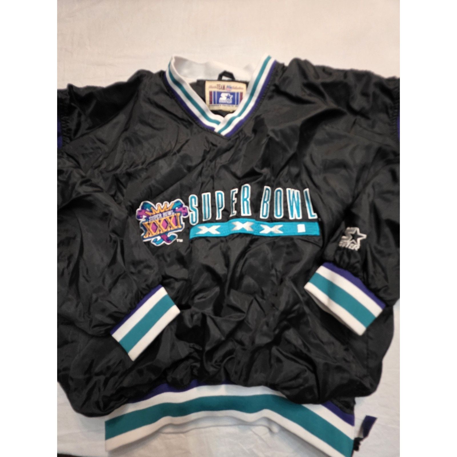Starter 1997 Starter Superbowl V-neck Pullover Windbreaker Jacket Size US S / EU 44-46 / 1 - 1 Thumbnail