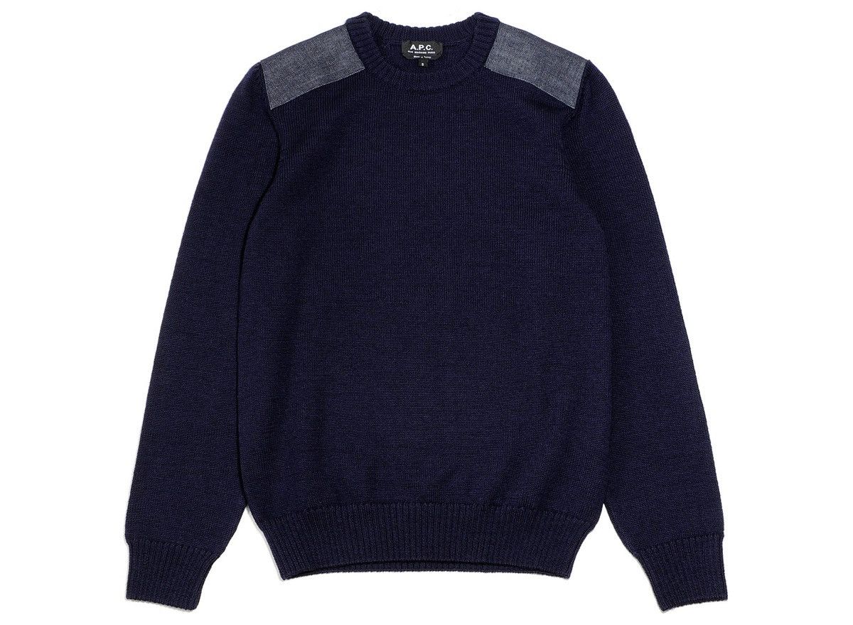 A.P.C. A.P.C. Karlheinz Shoulder Patchwork Wool Crew Neck Sweater Size US L / EU 52-54 / 3 - 1 Thumbnail