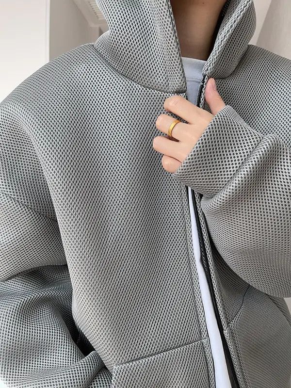 Vintage Kobayashi x Shi Double Layer Gray Mesh Hoodie Size US L / EU 52-54 / 3 - 6 Thumbnail