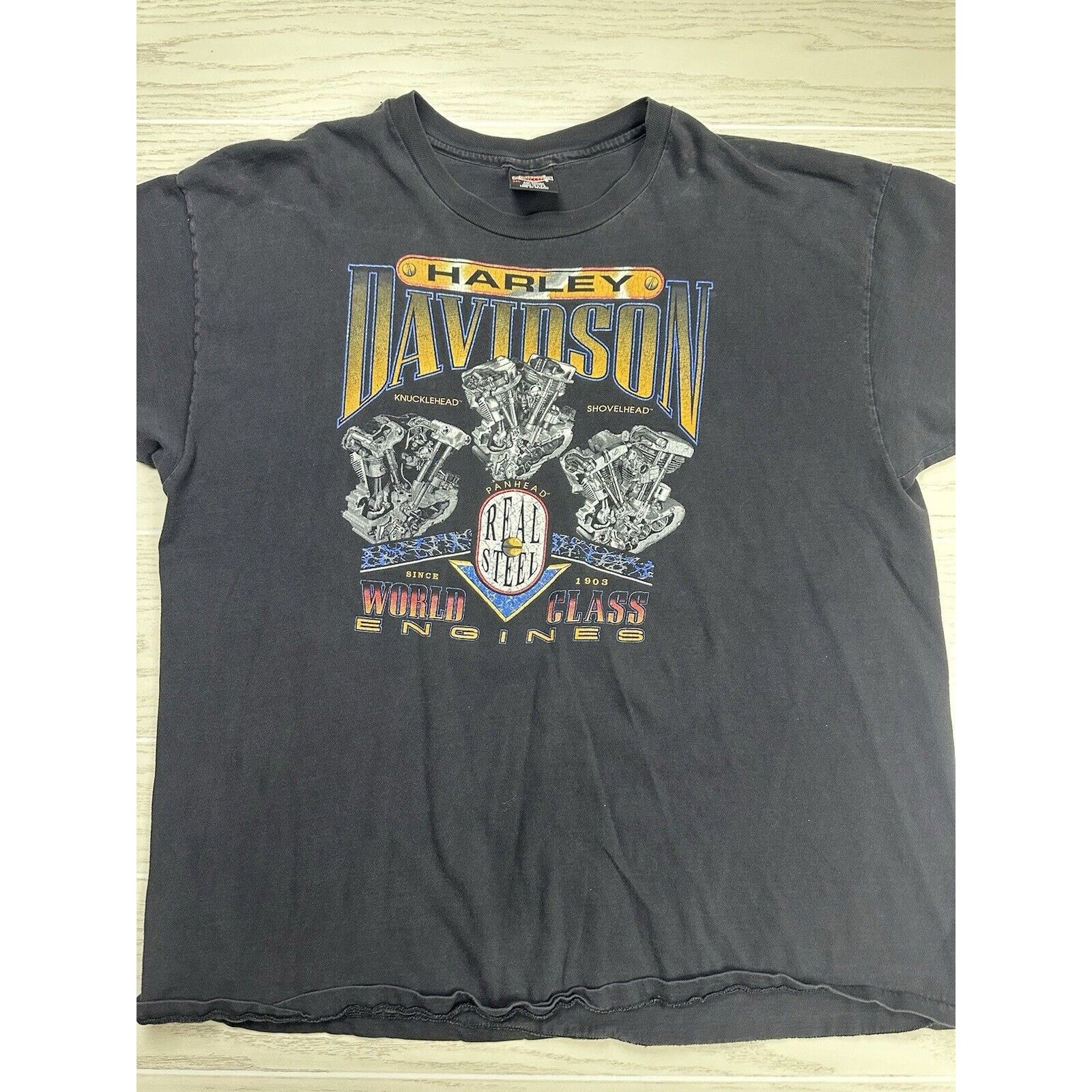 Harley Davidson × Vintage Vintage 90s Harley Davidson Single Stitch Shirt Size US XXL / EU 58 / 5 - 2 Thumbnail