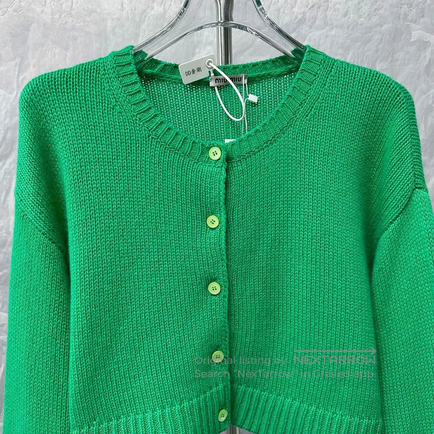 Miu Miu miumiu green wool knit cardigan. Size S / US 4 / IT 40 - 2 Thumbnail