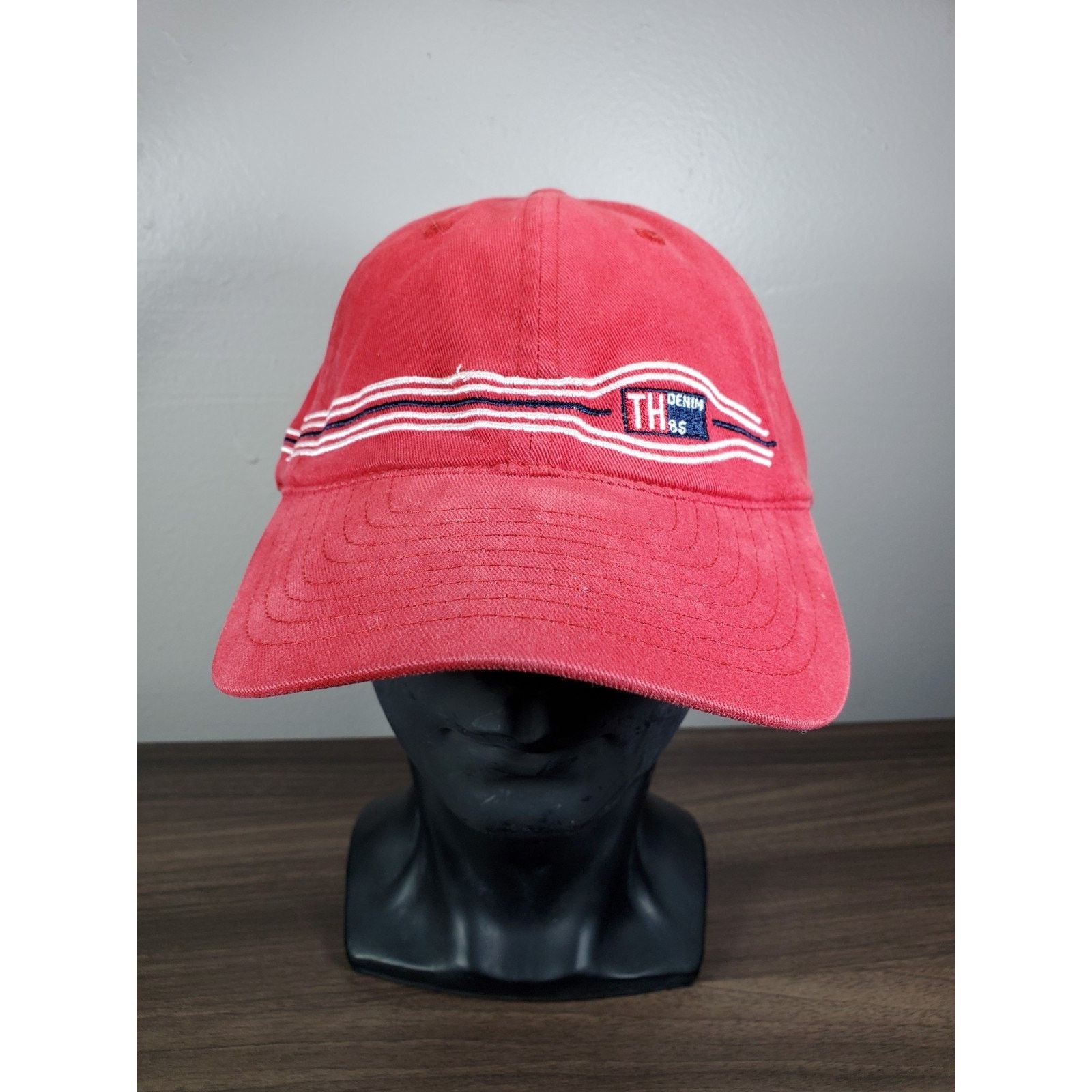 Tommy Hilfiger × Vintage Tommy Hilfiger Red Hat Cap TH Denim One Size Surf Athletics Size ONE SIZE - 3 Thumbnail
