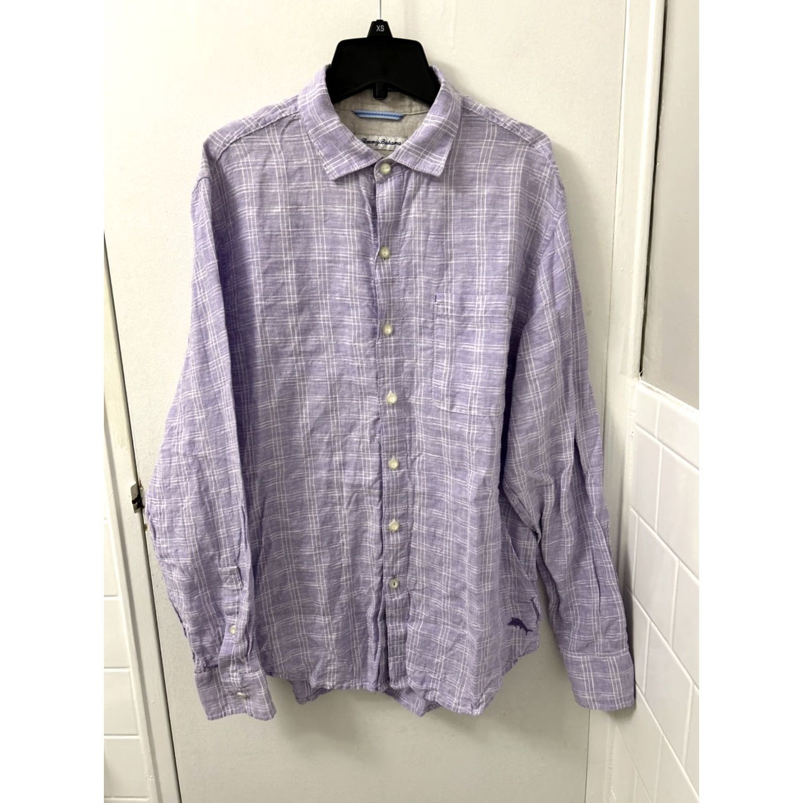 Tommy Bahama Tommy Bahama Shirt Mens Medium Purple Plaid 100% Linen Button-Down Long Sleeve Size US M / EU 48-50 / 2 - 2 Thumbnail