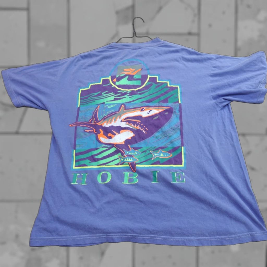 VINTAGE American Vintage Hobie Shirt T-Shirt Short Sleeve Crew Neck Double-Sided Graphic Print Blue L Mens