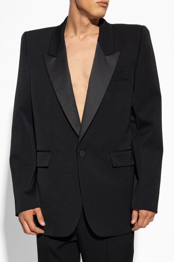 Saint Laurent Paris o1s1wg111124 760896 Oversized Tuxedo Jacket Grain De Poudre Size US M / EU 48-50 / 2 - 3 Thumbnail