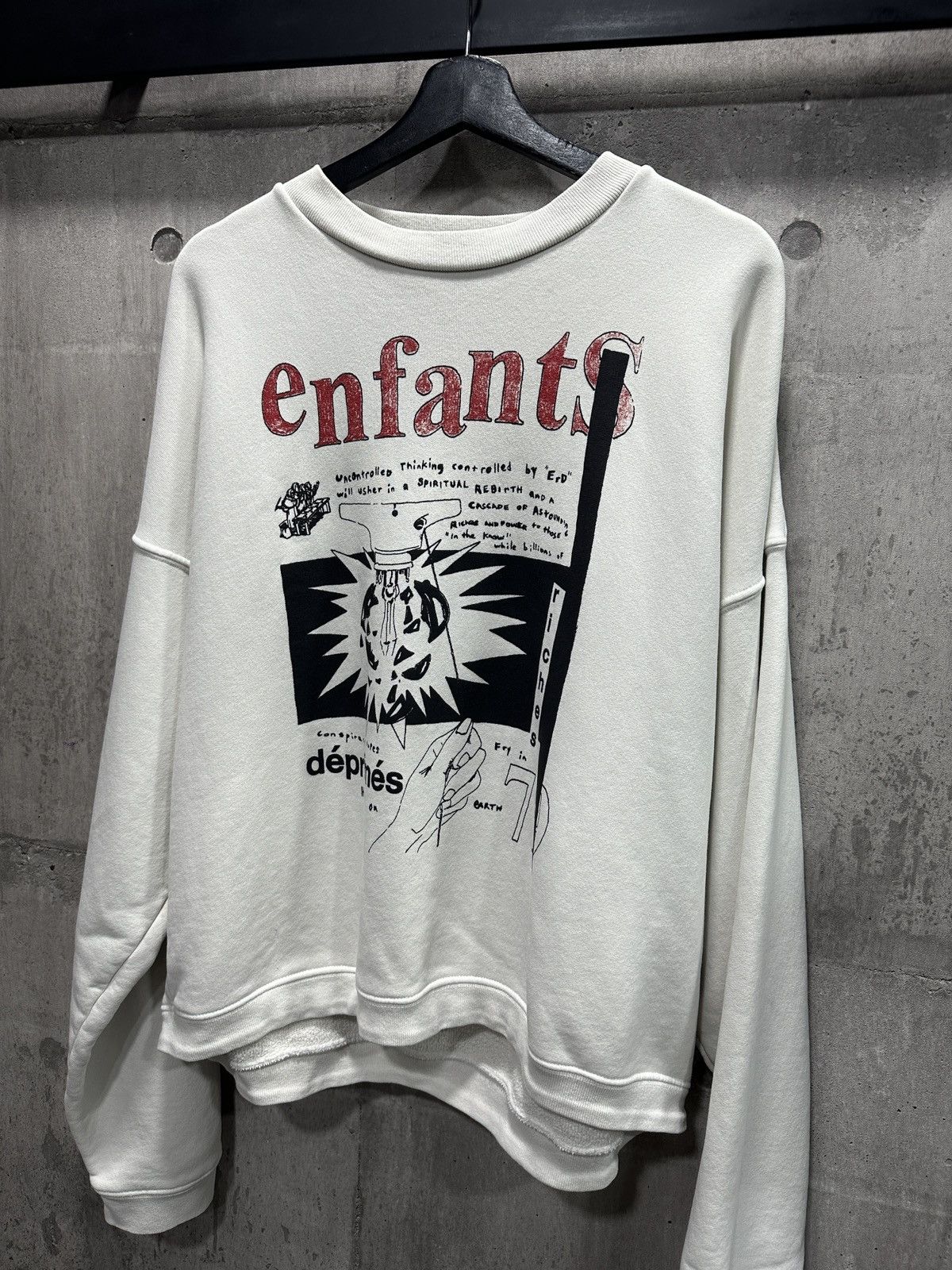 image of Enfants Riches Deprimes Erd Subgenius Radio Crewneck in White, Men's (Size Small)