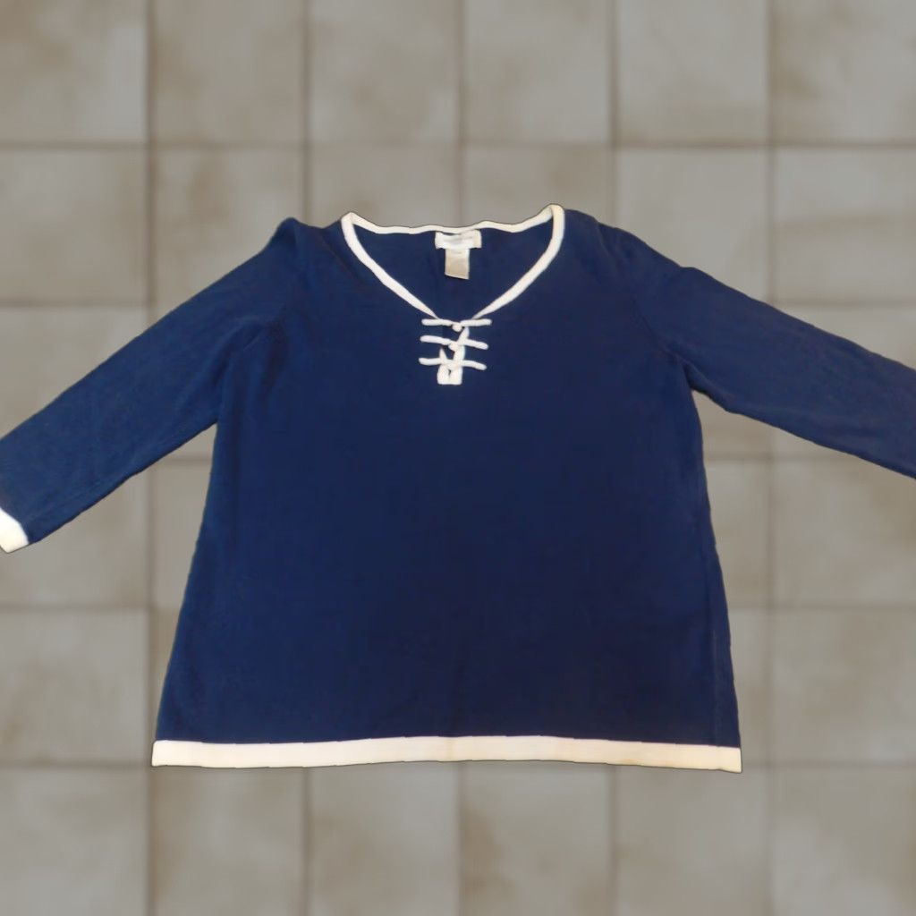 Jones New York Jones New York Sweater Womens Pullover V-Neck Blue Adult Small Size S / US 4 / IT 40 - 1 Thumbnail