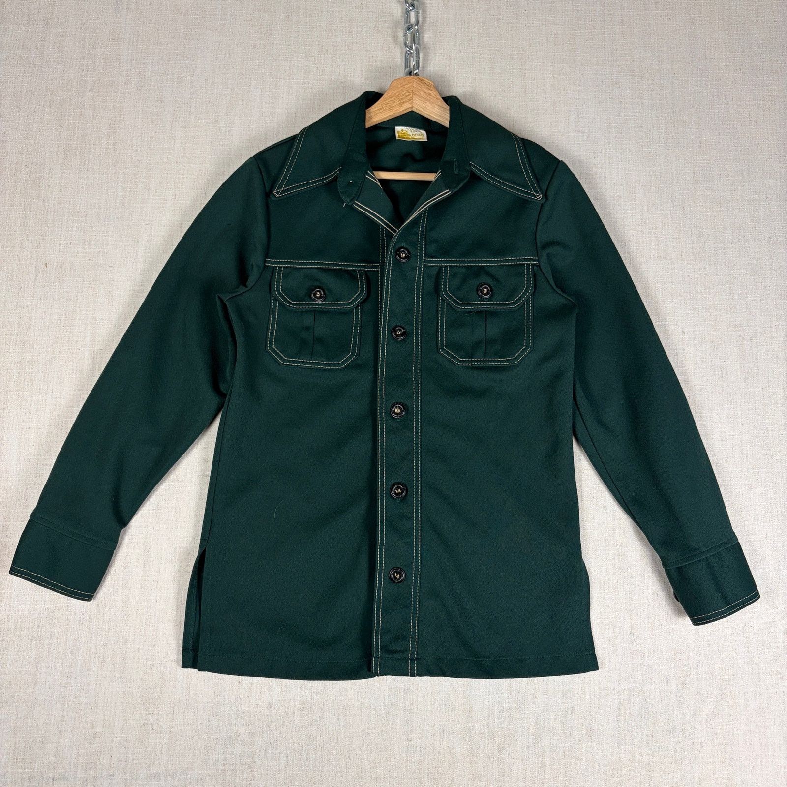 Sears VTG Sears Kings Road 1970s Disco Forest Green Smll Button Up Size US S / EU 44-46 / 1 - 2 Thumbnail