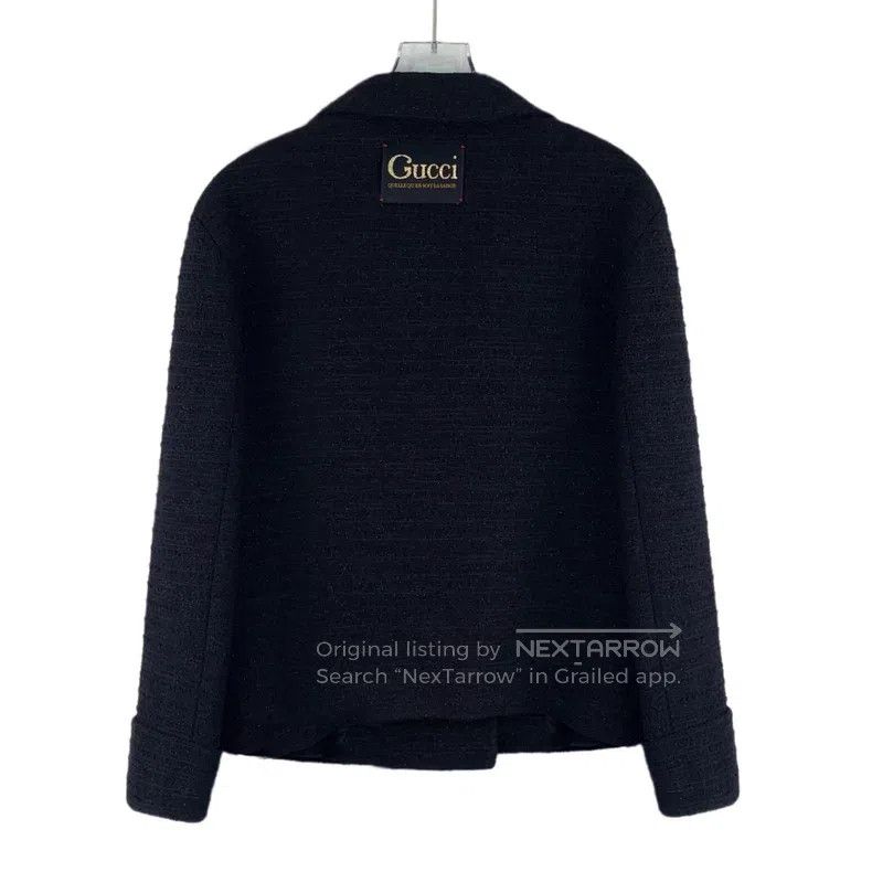 Gucci Gucci Black glitter wool lapel double-breasted tweed jacke Size S / US 4 / IT 40 - 2 Thumbnail