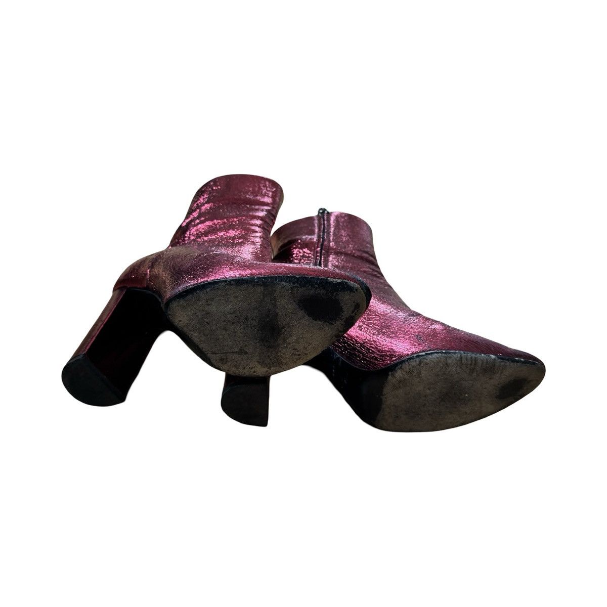 Saint Laurent Paris × Yves Saint Laurent Saint Laurent Paris Lou Crackled Red Metallic Leather Bootie Size US 10 / IT 40 - 6 Thumbnail