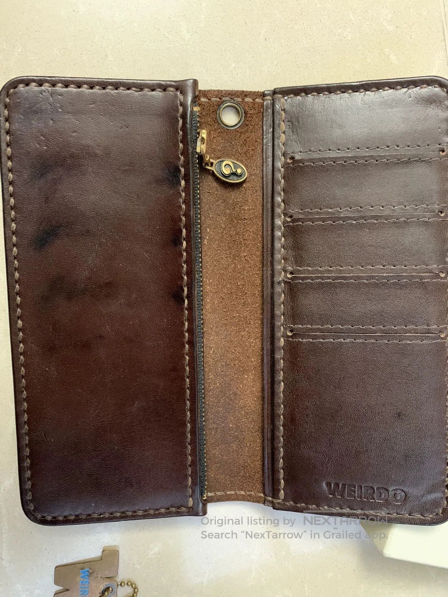 Japanese Brand Weirdo Long Wallet in Brown Leather. Size ONE SIZE - 3 Thumbnail