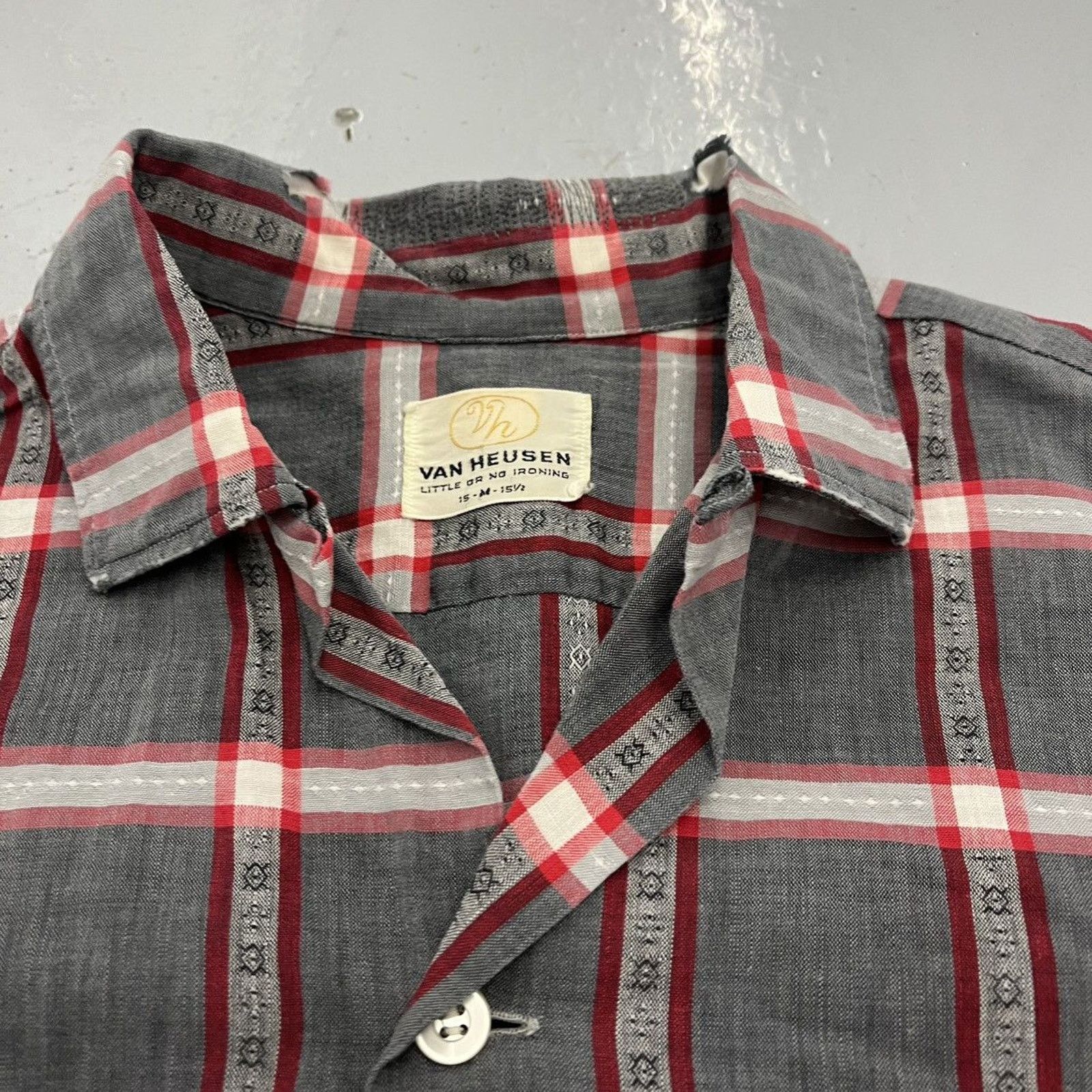 Other Vintage 60s Van Heusen Grey Pattern Cotton Loop Collar Size US M / EU 48-50 / 2 - 4 Thumbnail