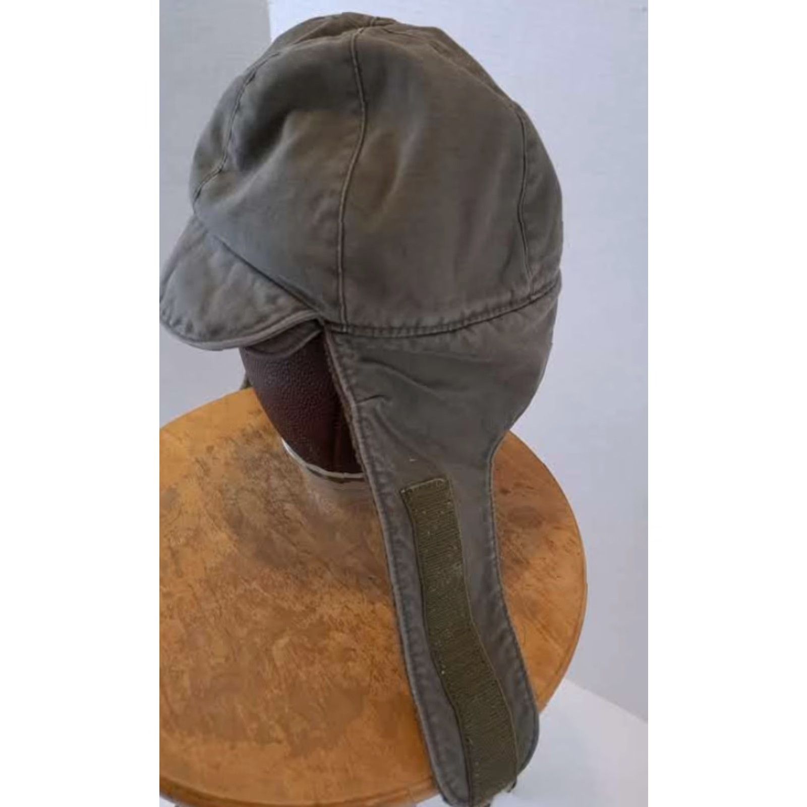 Vintage VINTAGE Albert Kempf Teunz Skull Cap Men Adjustable Green Cotton Canvas Insulated Ear Flap Winter Military 7 1/4 Medium Size ONE SIZE - 3 Thumbnail