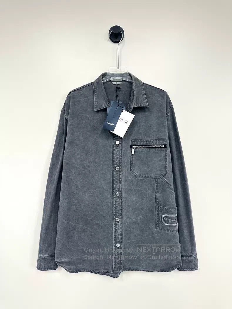 Dior Dior Size 38 Gray zipper pocket logo washed denim jacket Size US XXS / EU 40 - 1 Thumbnail