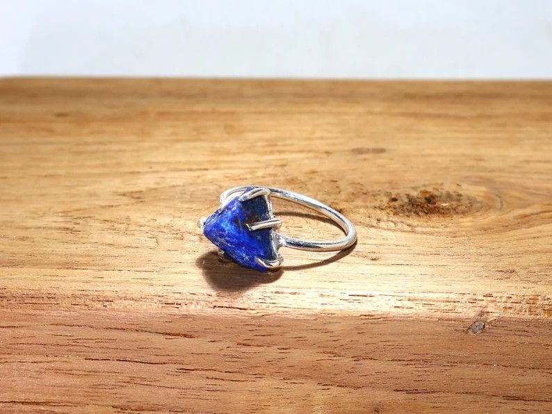 Handmade Lapis Lazuli Ring, 925 Sterling Silver Handmade Boho Jewelry Size ONE SIZE - 5 Thumbnail