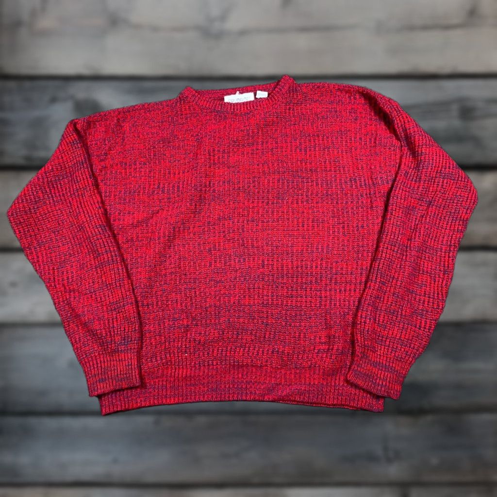 Vintage VINTAGE 80s Chunky Knit Crewneck Sweater Adult XL Red Preppy Retro Mens Size US XL / EU 56 / 4 - 1 Thumbnail