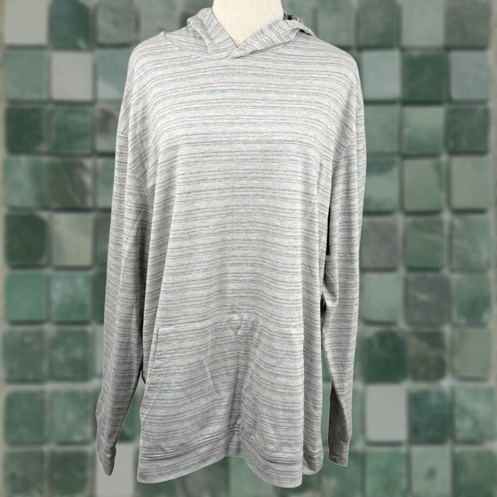 Vintage Linksoul Tempus Fugit XXL Lightweight Stripe Golf Pullover Hoodie LS481 Front Pocket Hooded Pullover Mens Big & Tall Gray Size US XXL / EU 58 / 5 - 1 Thumbnail