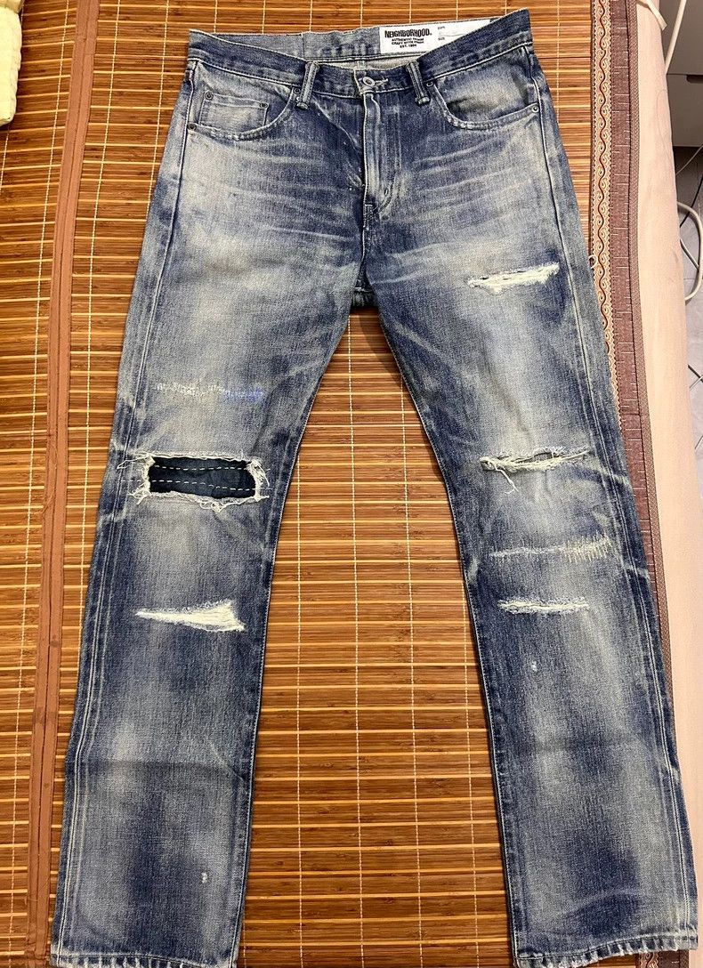 Neighborhood NEIGHBORHOOD 19AW 14OZ Distressed Denim Size US 31 - 1 Thumbnail