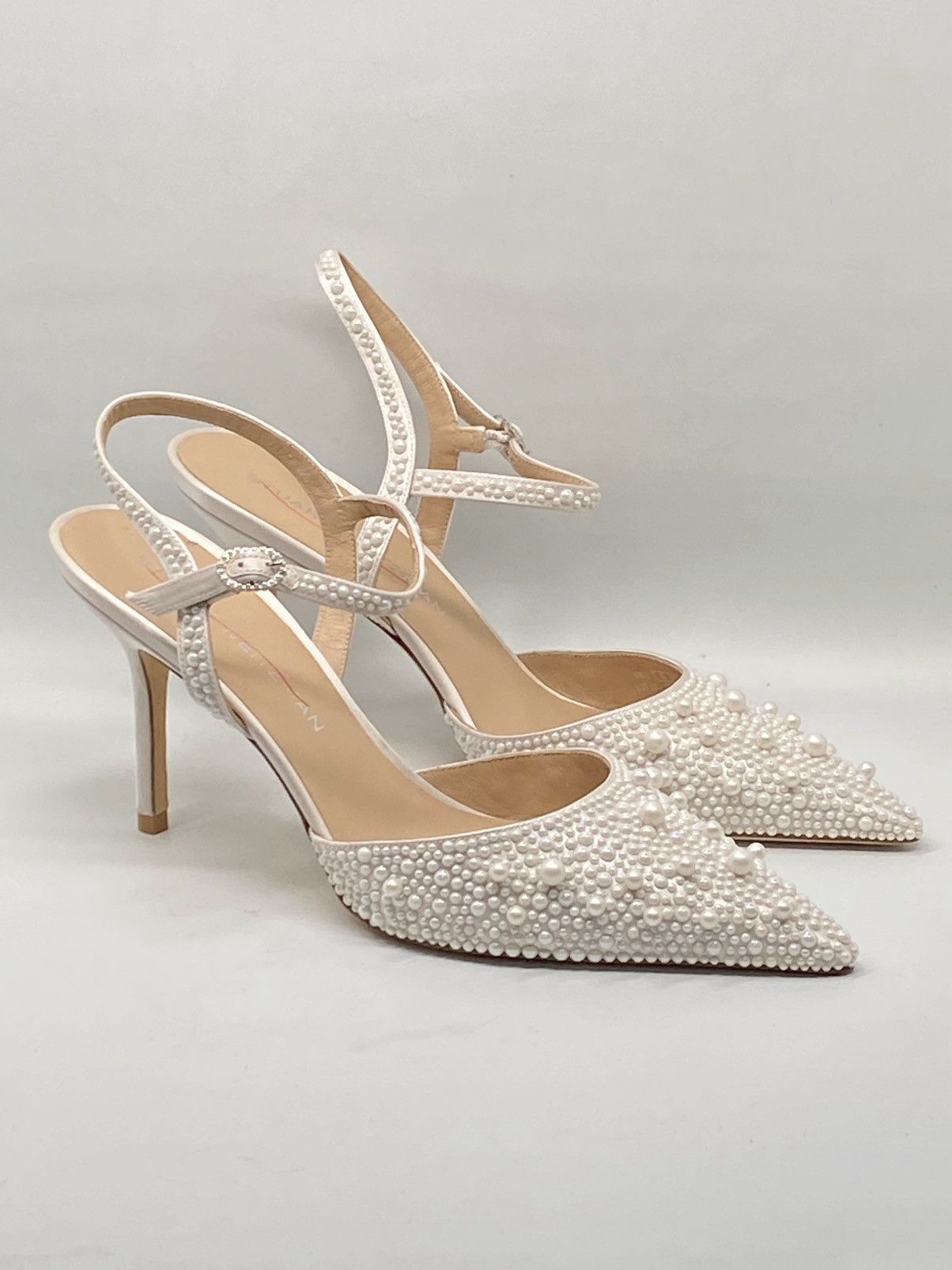 Stuart Weitzman Stuart Weitzman 85MM Pearl-Embellished Satin Pumps size 10 Size US 10 / IT 40 - 8 Thumbnail