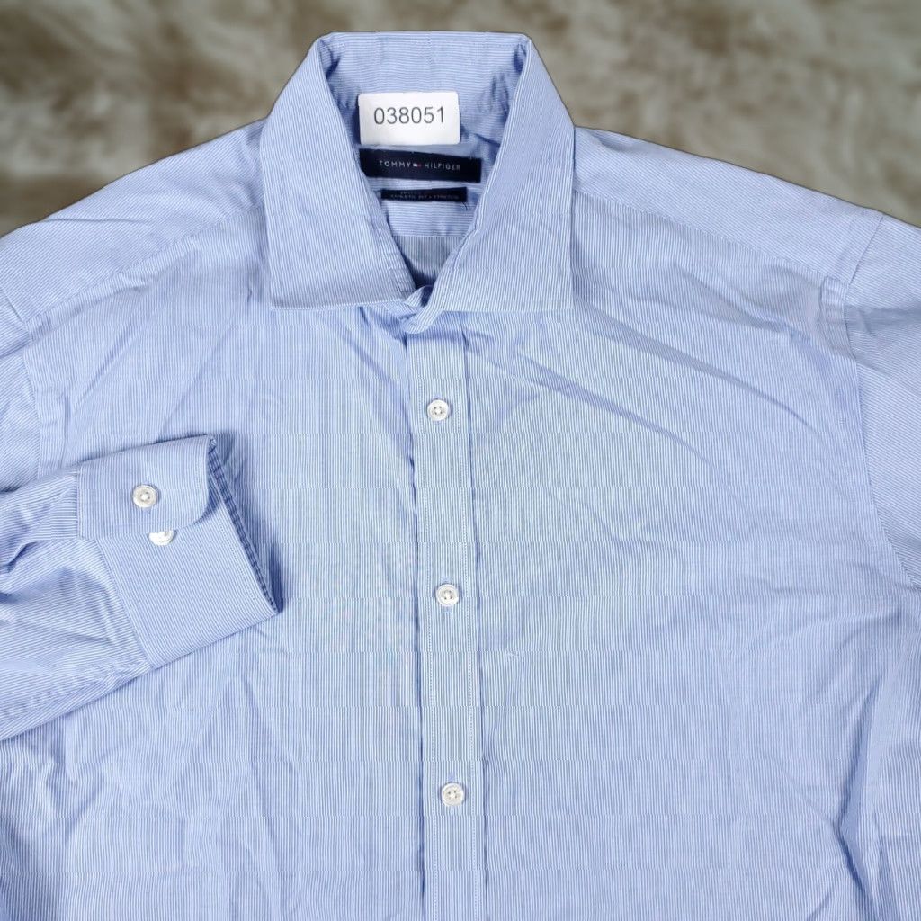 Tommy Hilfiger Tommy Hilfiger Shirt Mens 15.5 Blue Striped Dress Button Up Long Sleeve Size 40R - 1 Thumbnail