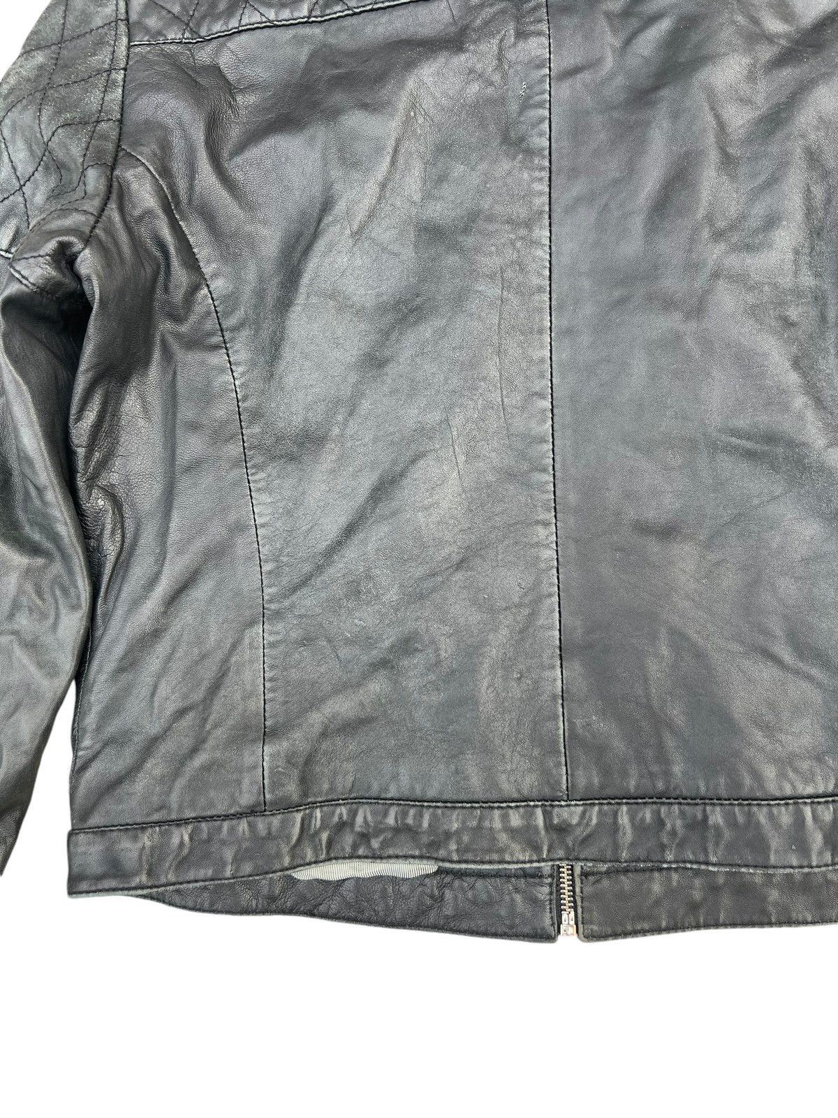 Massimo Dutti Vintage Massimo Dutti Distress Fade Leather Biker Jacket Size XL / US 12-14 / IT 48-50 - 16 Thumbnail