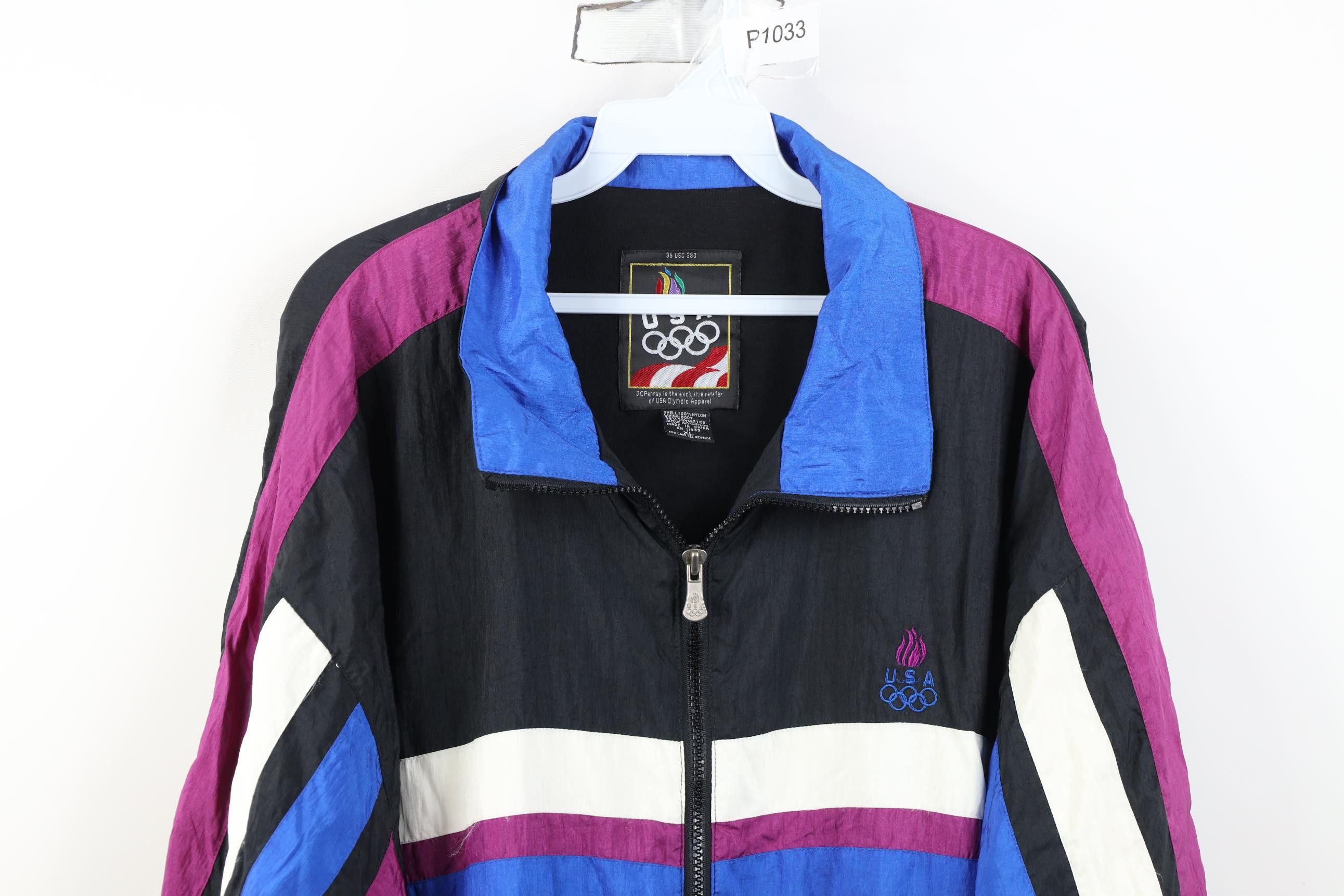 Vintage Vintage 90s USA Olympics Block Lined Windbreaker Jacket Size US XL / EU 56 / 4 - 2 Thumbnail