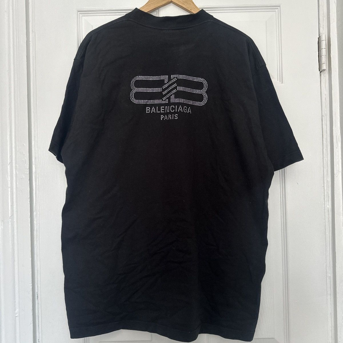 Balenciaga Paris BB Rhinestone Mock Neck Black