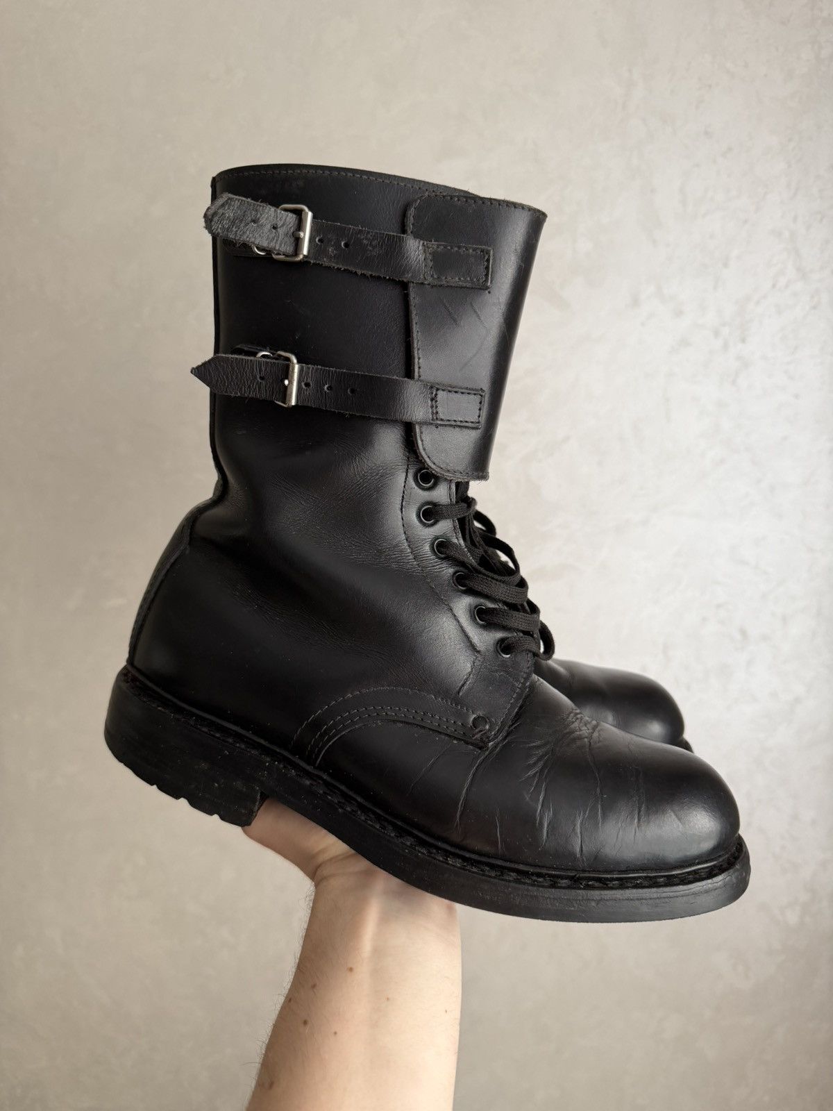 If Six Was Nine Double Buckle Black Moto Boots Red Wing Frye Guidi Inspired Size US 9.5 / EU 42-43 - 12 Thumbnail