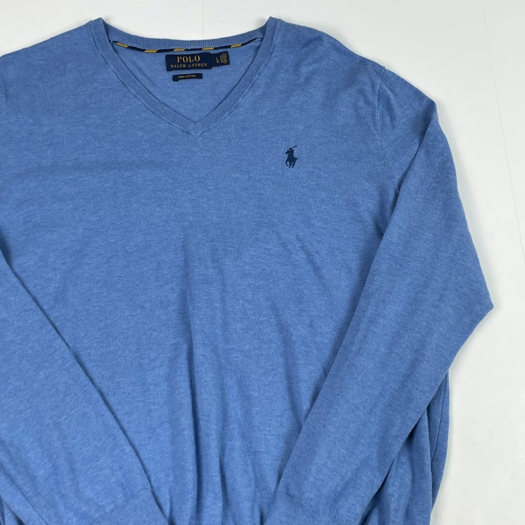 Polo Ralph Lauren Polo Ralph Lauren Sweater Mens Large Blue V Neck Pullover Knit Logo Pony Golf Casual Size US L / EU 52-54 / 3 - 3 Thumbnail