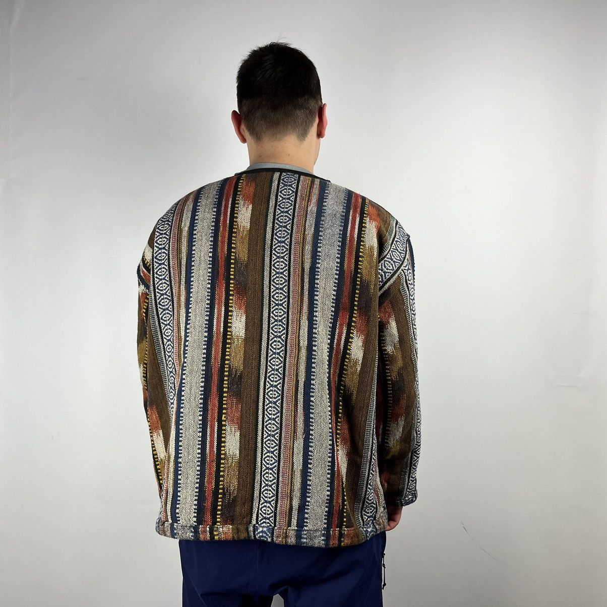 Vintage Vintage Sweater 1/2 knit 90s sizd XLarge Size US XL / EU 56 / 4 - 2 Thumbnail
