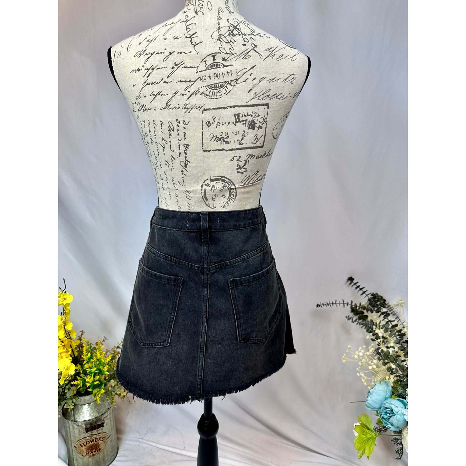 Free People Free People Zip It Up Denim Skirt Haven Black 31 Size 31" - 12 Thumbnail