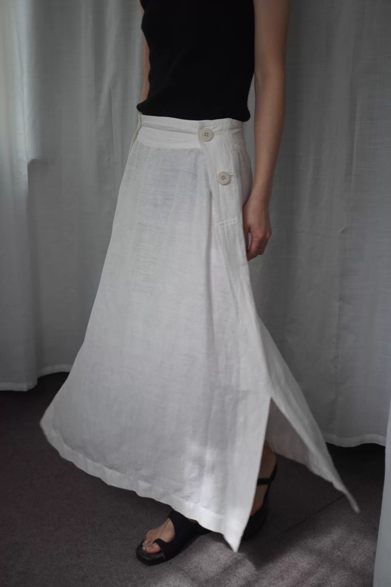 Issey Miyake Issey Miyake 1994ss White Linen 4-button Skirt M Size 27" / US 4 / IT 40 - 3 Thumbnail