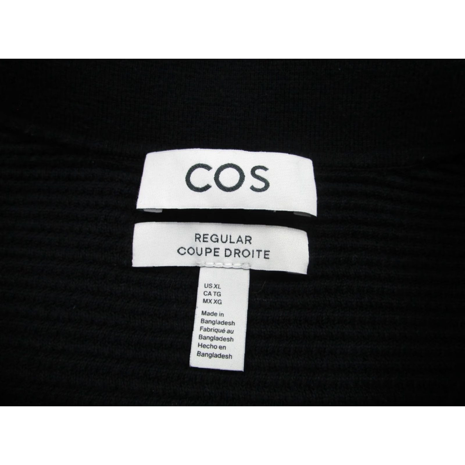 Cos COS Polo Shirt Mens XL Black Textured Knit Cotton Short Sleeve Polo Mens XL Black Knit Cotton Short Sleeve Rockabilly Banlon Size US XL / EU 56 / 4 - 4 Thumbnail