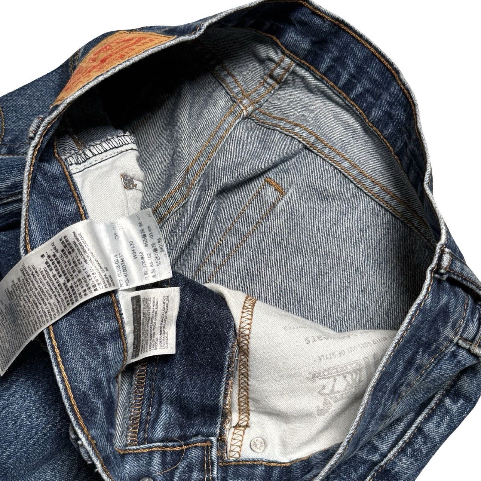 Levi's Levi 505 Jeans Mens 34x30 Blue Light Wash Regular Straight Size US 34 / EU 50 - 3 Thumbnail