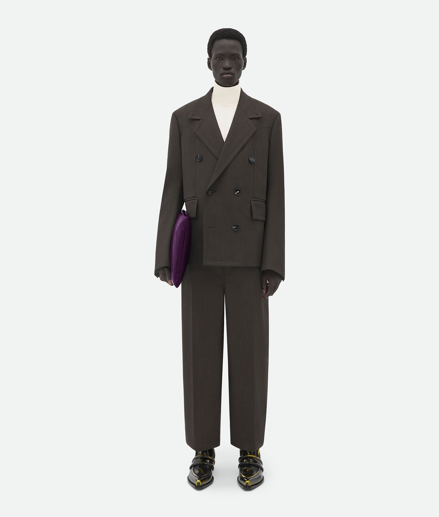 o1loc1c0325 752449 Bicolor Wool Jacket in Dark Brown