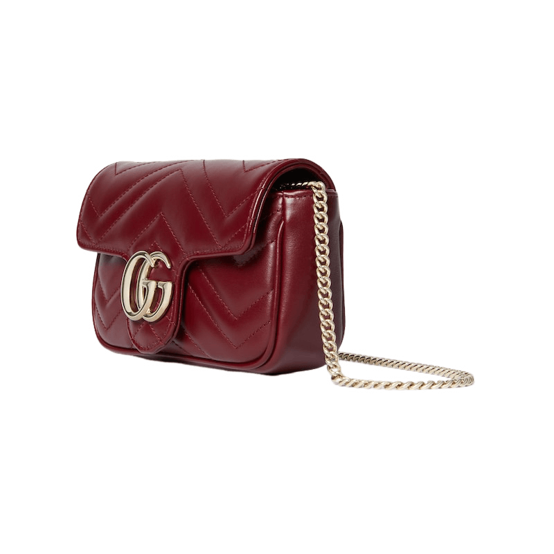 Gucci GUCCI GG Marmont Mini Red Leather Shoulder Bag Size ONE SIZE - 2 Thumbnail