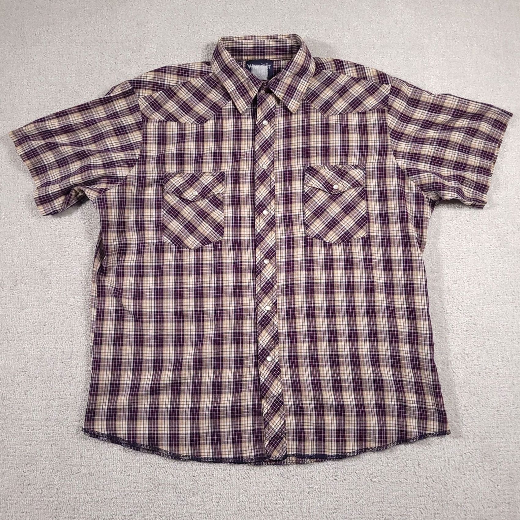Wrangler Wrangler Short Sleeve Pearl Snap Western Shirt Men's XL Plaid Check Cowboy Work Size US XL / EU 56 / 4 - 2 Thumbnail