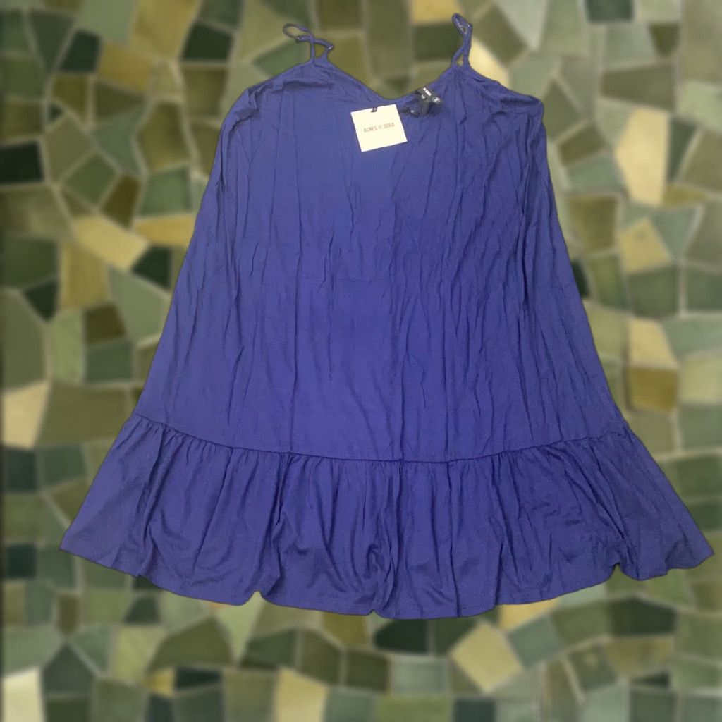 Vintage VINTAGE Agnes & Dora Womens Slip Dress XXL Blue Knee Adjustable Straps Ruffled Hem NWT Size XXL / US 16-18 / IT 52-54 - 1 Thumbnail