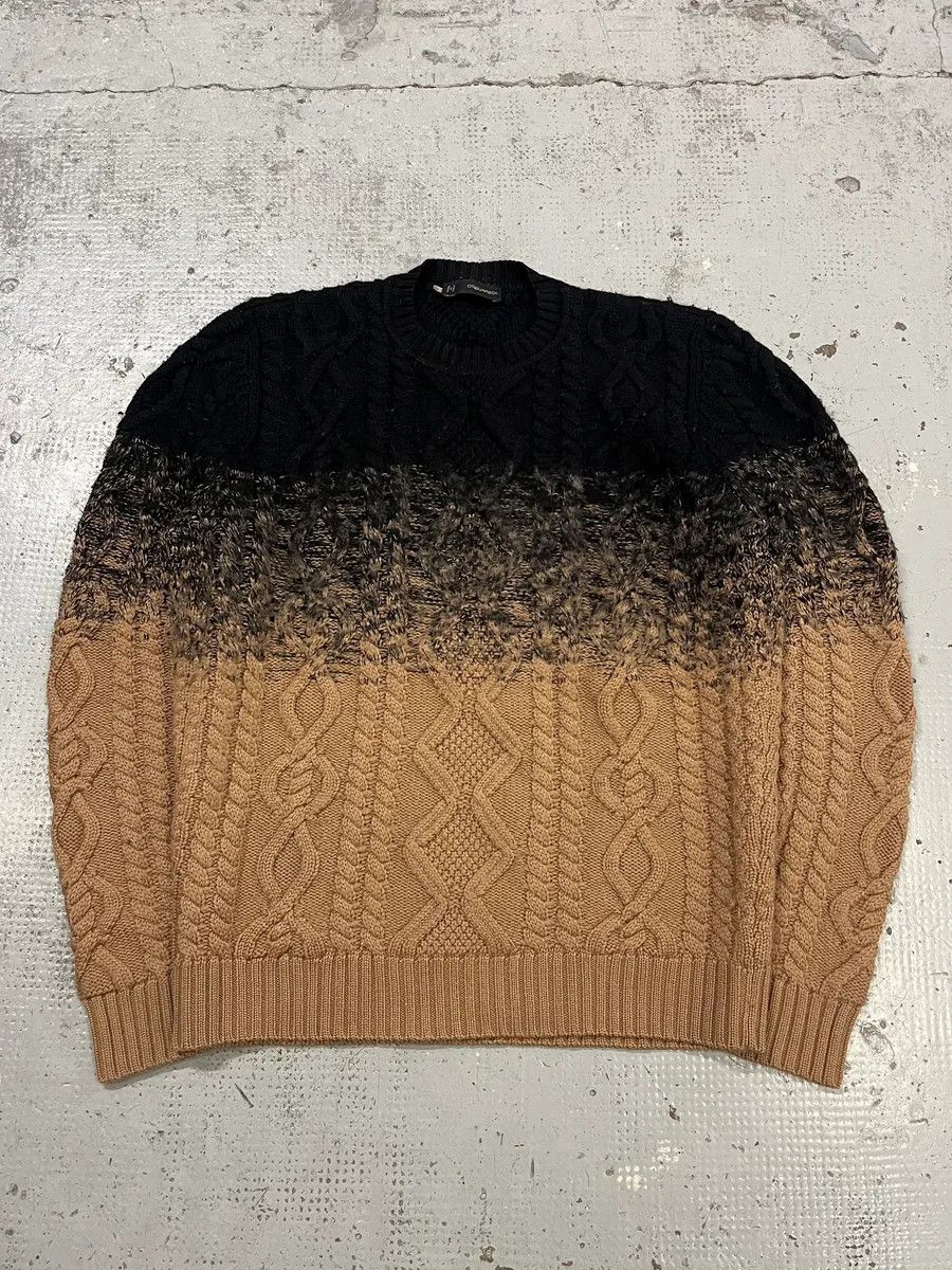 Dsquared2 AW2012 Dsquared2 Gradient Cable Knit Black & Beige Wool Sweater Size US M / EU 48-50 / 2 - 5 Thumbnail
