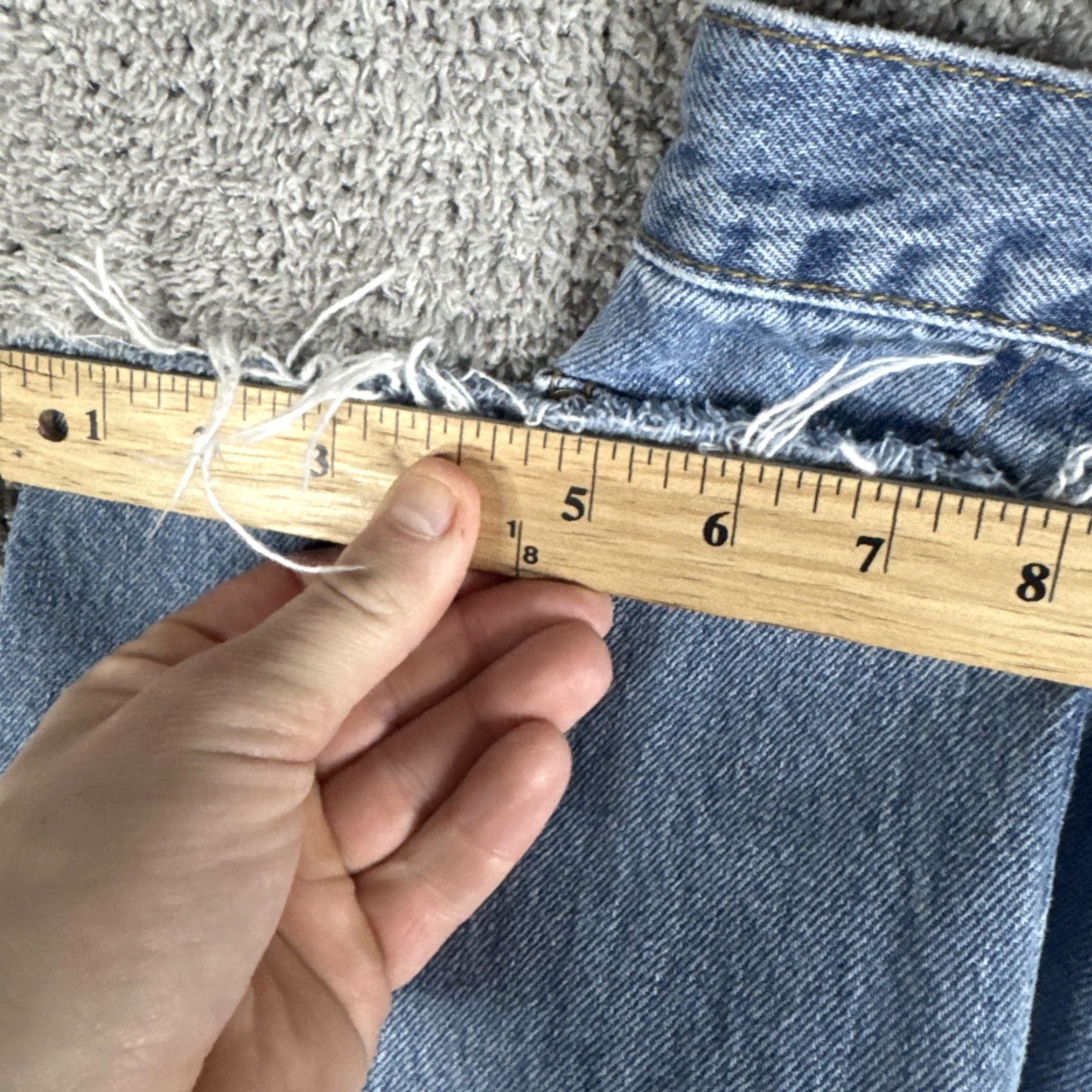Levi's Levi's 505 Jeans Mens 34x27 Light Wash Blue Straight Leg Denim Distressed Raw Hem Size US 34 / EU 50 - 5 Thumbnail