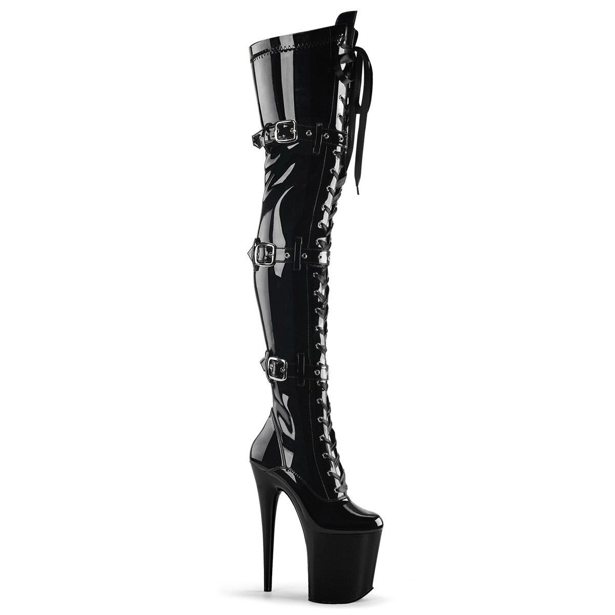 Other Flamingo 3028 Triple Buckle Thigh High Platform Torment Boot Size US 10 / IT 40 - 1 Thumbnail
