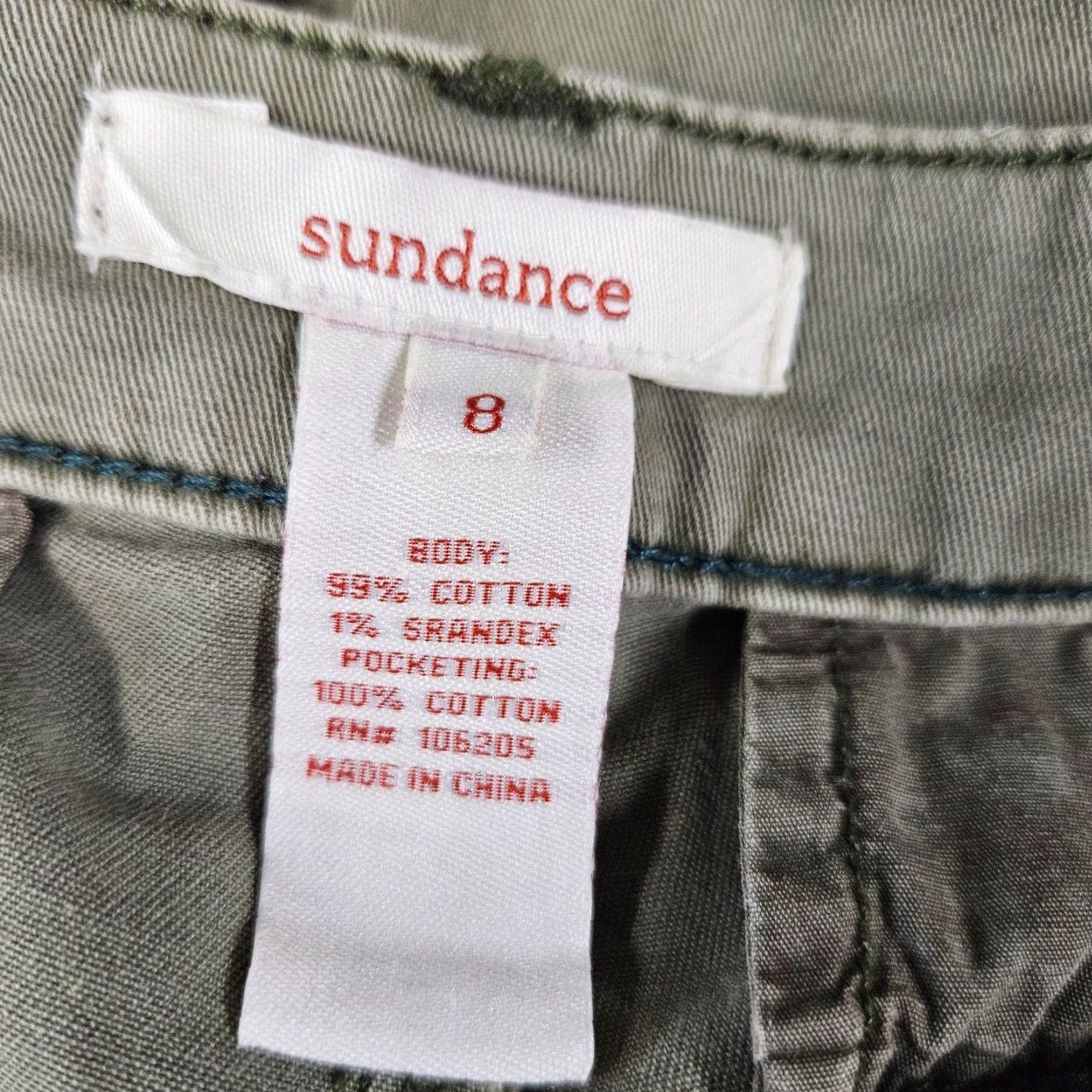 Vintage Sundance Womens Pants Sz 8 Green Mid Rise Cotton Blend Straight Leg Embroidered, Chino, Flat Front, Inseam 30, Womens Size 30" / US 8 / IT 44 - 6 Thumbnail