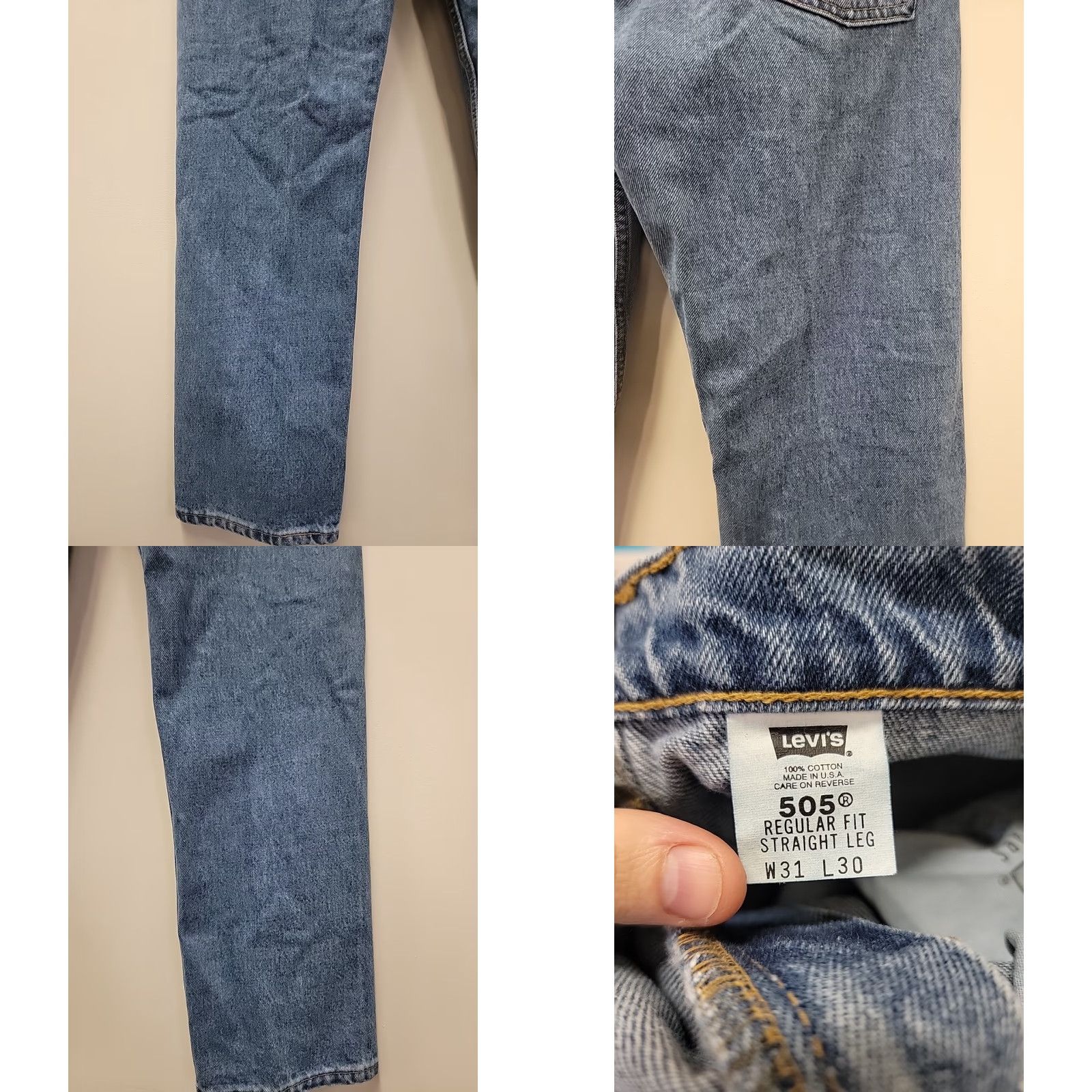 Levi's VINTAGE Levi's Jeans Mens 31x30 Blue 505 Straight Regular Fit Cotton Denim Size US 31 - 9 Thumbnail
