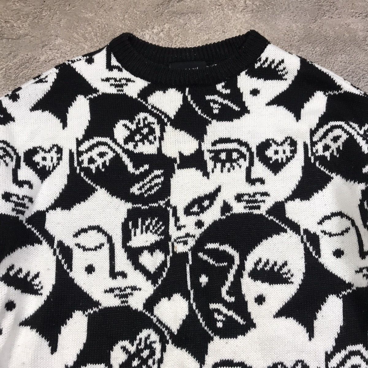 Vintage Vintage 90s Y2K Abstract Faces All Over Print Sweater Punk M Size M / US 6-8 / IT 42-44 - 3 Thumbnail