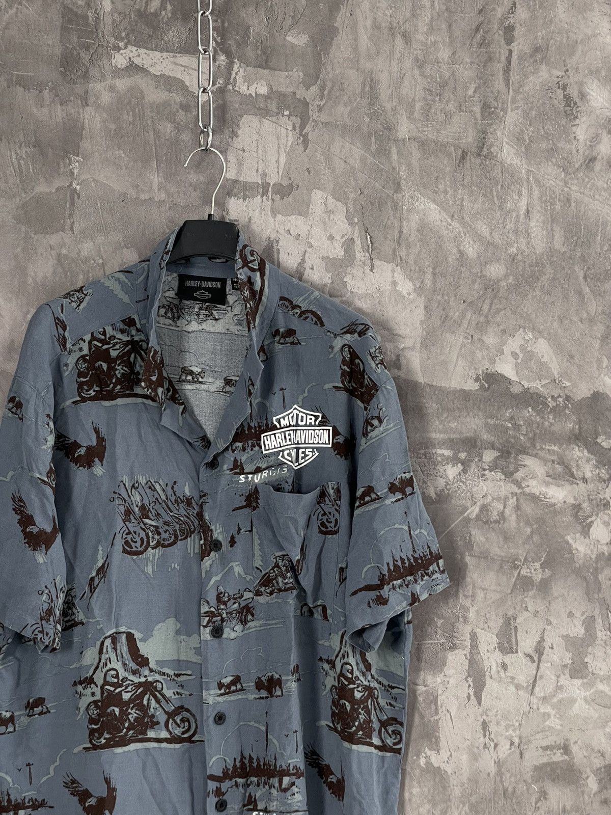 Harley Davidson × Vintage Vintage Y2K Harley Davidson Button Up Crazy Logo Shirt Size US L / EU 52-54 / 3 - 4 Thumbnail