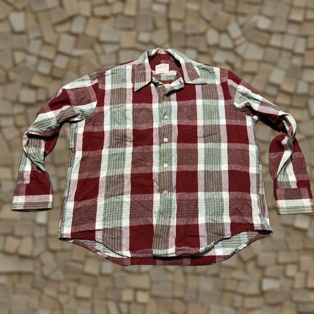 Vintage VINTAGE Golden Key Shirt Mens XL 17-17.5 White Red Brown Plaid Button Up Size US XL / EU 56 / 4 - 1 Thumbnail