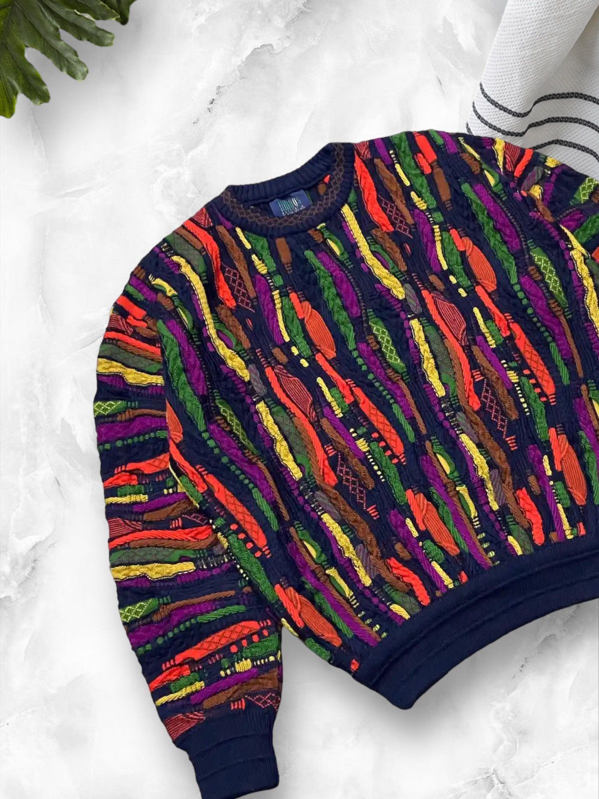 Coogi × Vintage Vintage 90s Limnos Coogi Style Cable Knit Sweater Pure Wool Size US L / EU 52-54 / 3 - 3 Thumbnail